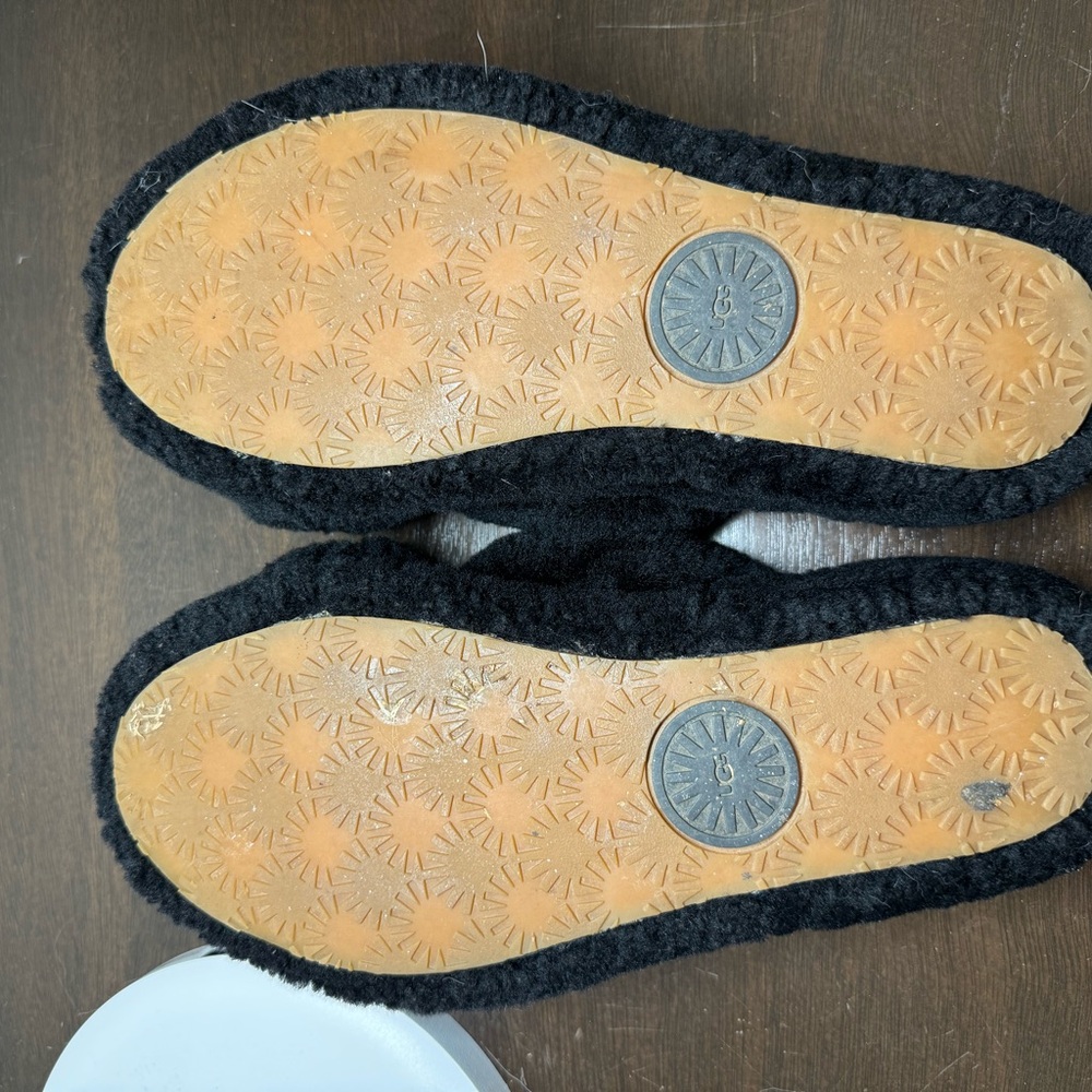 UGG Womens Black Fluff‎ Yeah Sandal Slipper Faux Fur Furry Slingback Size 8 - Picture 3 of 5